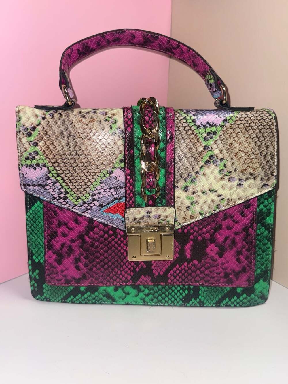 ALDO Glendaa Multi-Color Snakeskin Print Top Handle Crossbody Bag - Picture 2 of 4